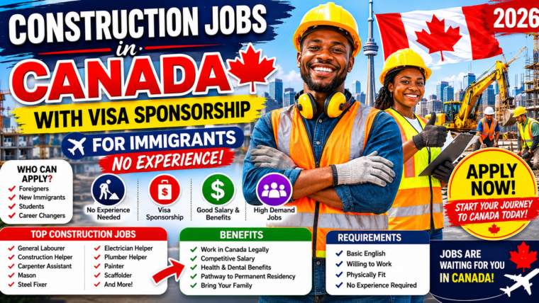 Construction Jobs In Canada With Visa Sponsorship For Immigrants 2026 (No Experience)