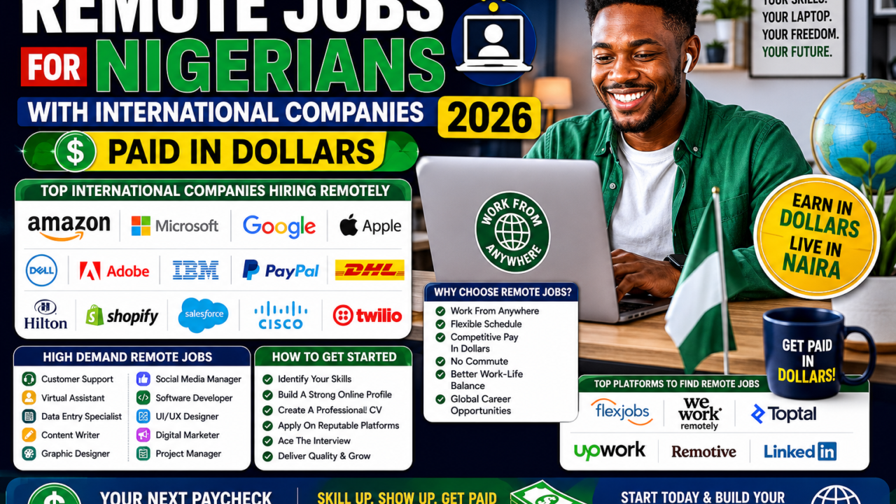 Remote Jobs For Nigerians With International Companies 2026 (Paid In Dollars)