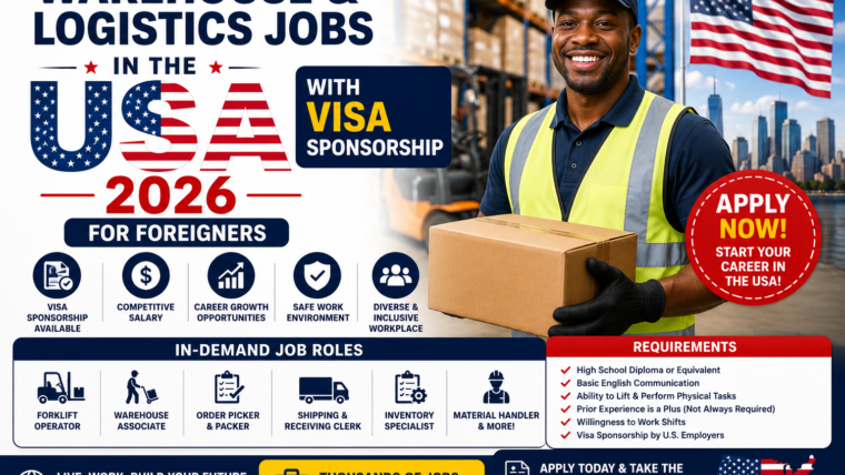Warehouse & Logistics Jobs In The USA With Visa Sponsorship For Foreigners 2026